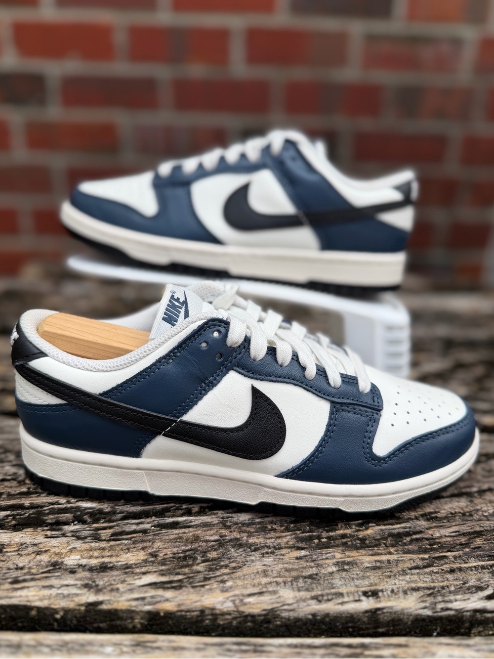 Nike Dunk Low 'Armory Navy Blue Black Sail' Women’s Sz 7 Leather Sneakers X3 - Picture 3 of 15